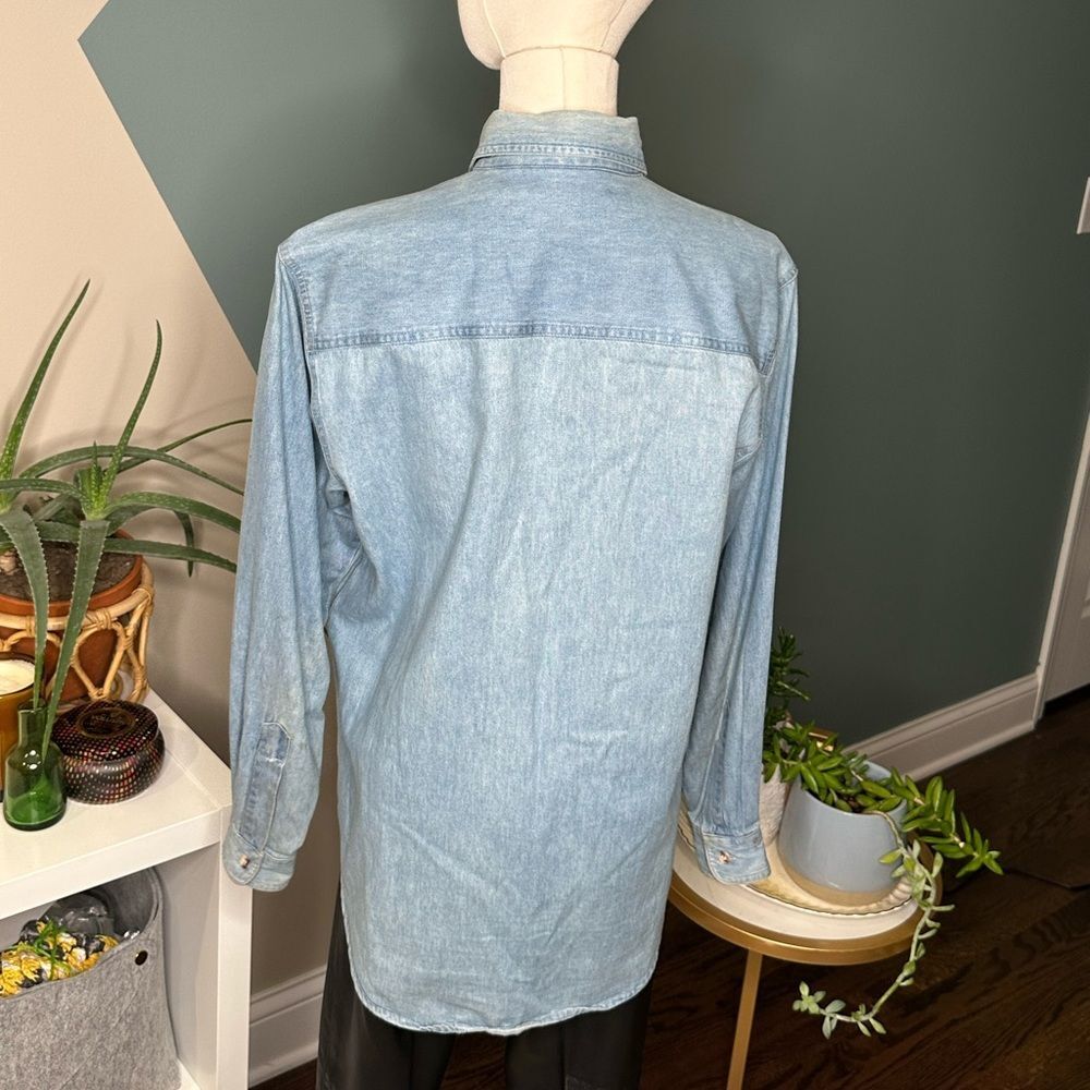 Vintage Union Khaki Denim Shirt Rugged Workwear Y2K Oversized Button-Up Menswear - Picture 5 of 12